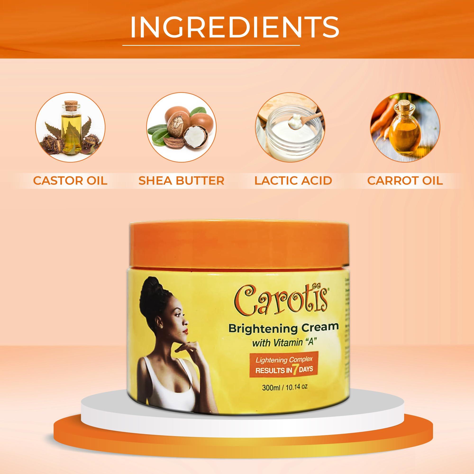 CAROTÏS CAROTS, Skin Brightening Cream 300ml / 10.14fl oz 7 Day Night Cream for Uneven Skin Tone, with Vitamin A
