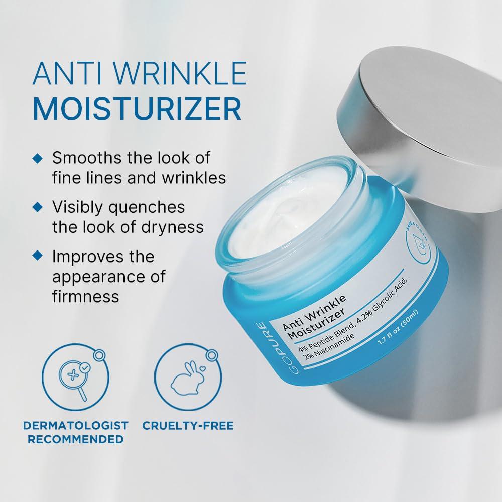 goPure goPure - Skincare Essentials Set - Anti Wrinkle Cream, Vitamin C, Dramatically Dewy and Firm & Lift Serums