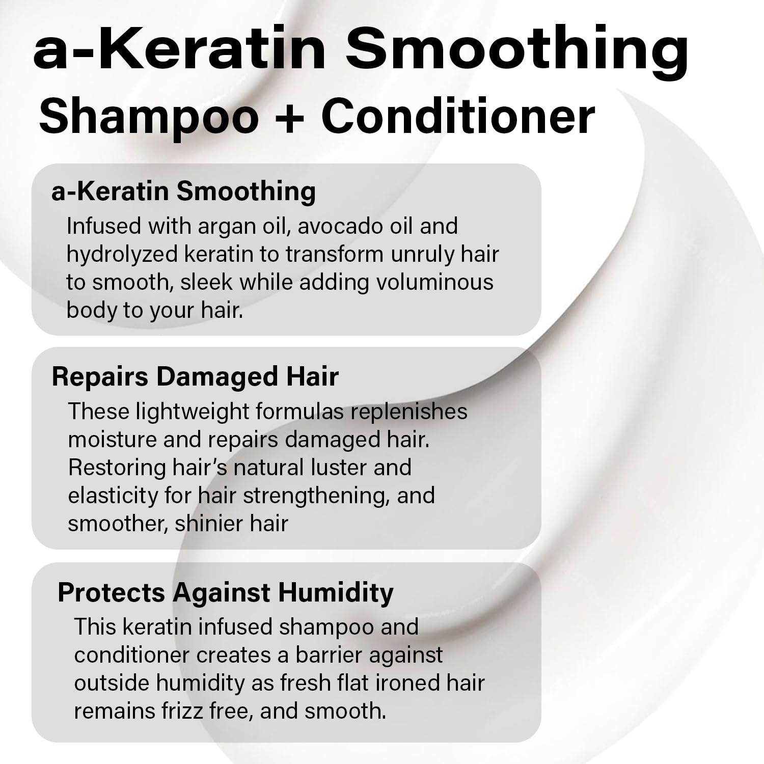 PETER COPPOLA Peter Coppola a-Keratin Smoothing Shampoo & Conditioner Set - Smooths Thick Coarse Hair - Infused With Argan Oil, Avocado Oil And Hydrolyzed Keratin Transforms Frizz Into Shiny & Healthy Hair (10 oz)
