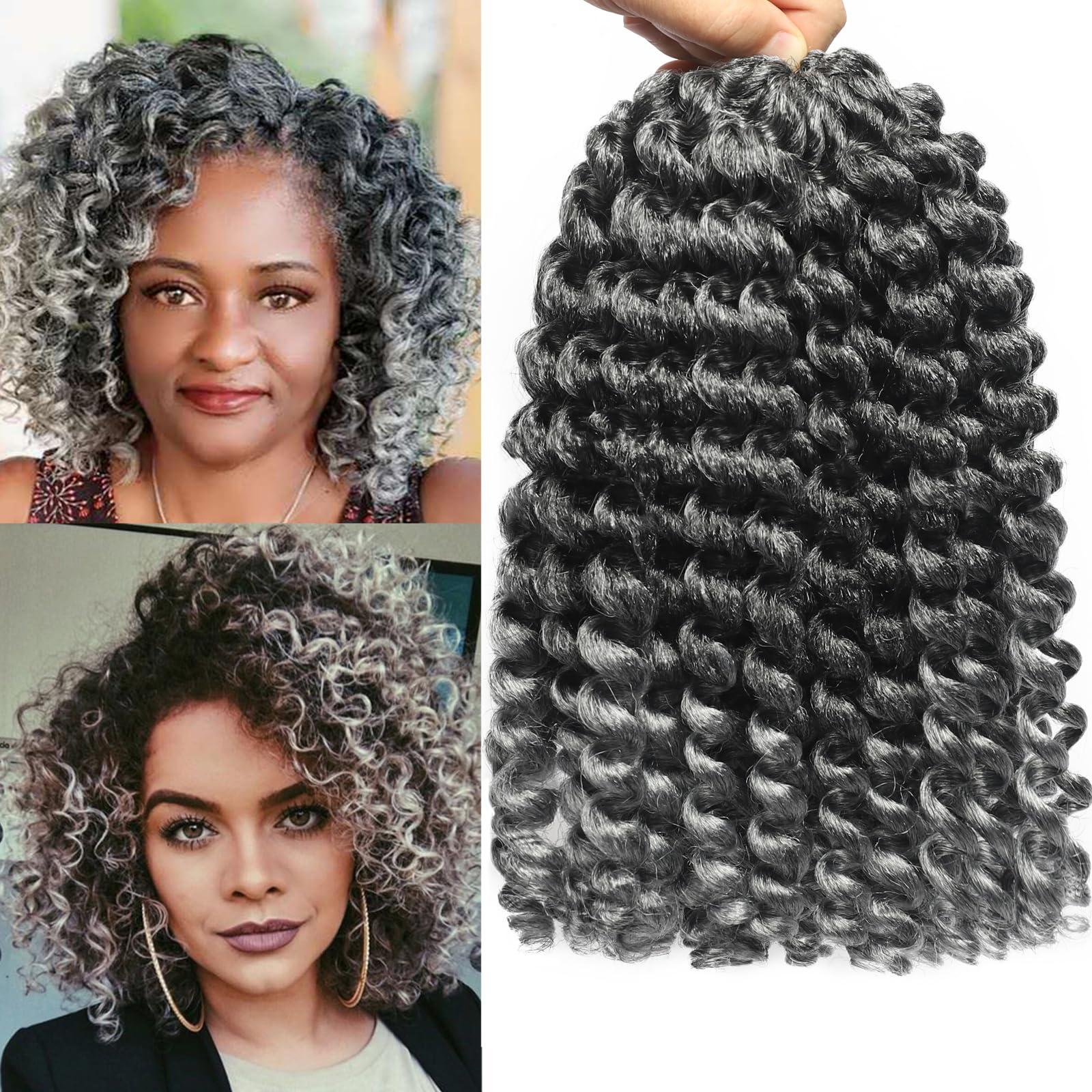 Svolna 3Packs 2X Ringlet Wand Curl 12 Inch Jamaican Bounce Crochet Hair Synthetic Crochet Braids Hair Extensions Crochet Braiding Hair 20 Roots (12Inch (Pack of 3), TGrey)