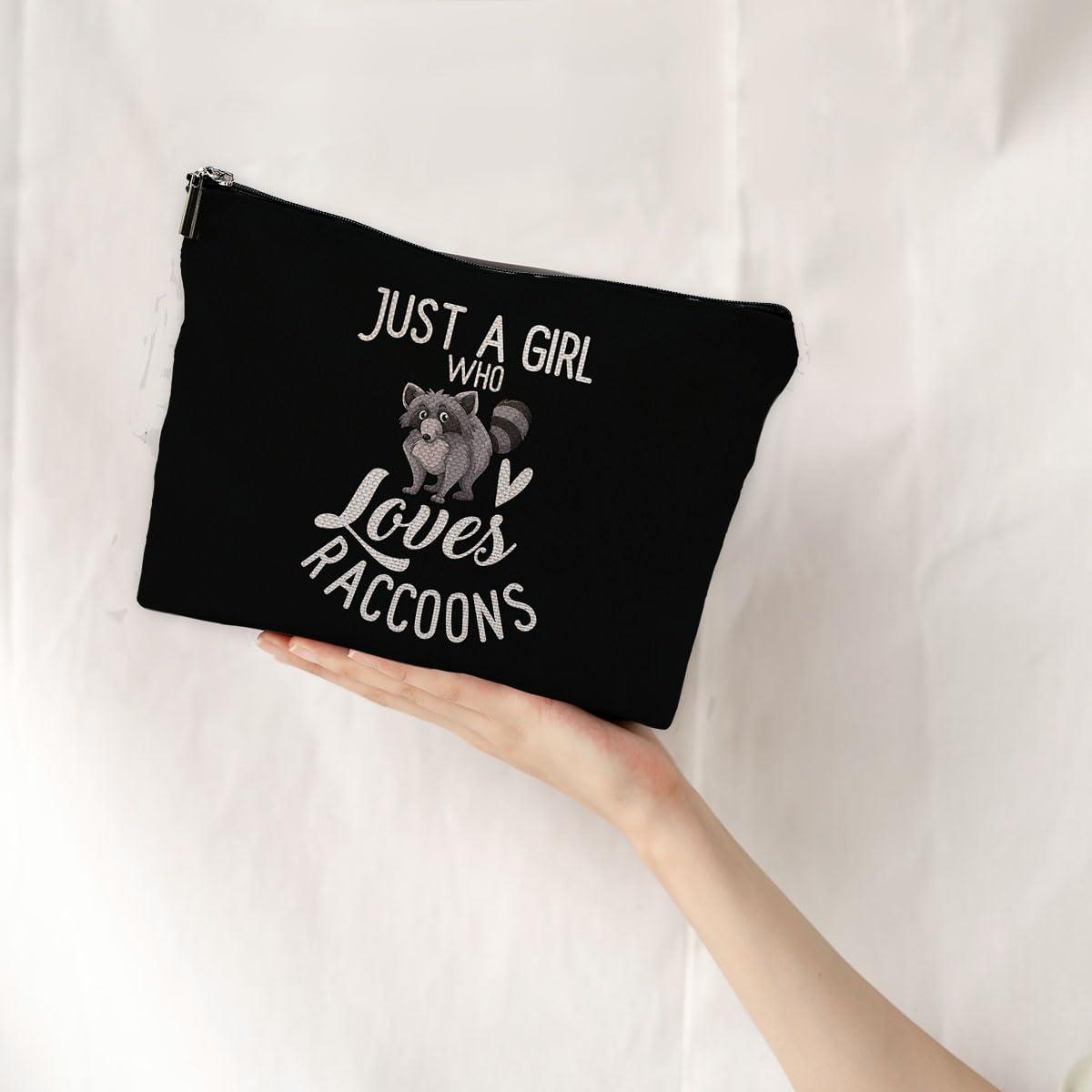 NEGIGA NEGIGA Raccoon Makeup Bag, Raccoon Gifts for Girls Raccoon Lovers Women, Cute Raccoon Gifts, Just a Girl Who Loves Raccoons Small Makeup Cosmetic Bag for Purse