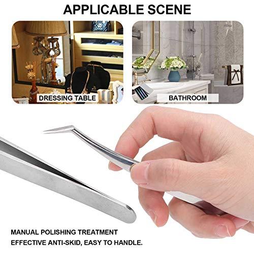 Gerioie Eyelash Tweezers, Stainless Steel Anti-Skid Eyelash Grafting Tweezers, Durable for Easy To Handle Grafting, Splitting, Parting Individuals Eyelash Artists