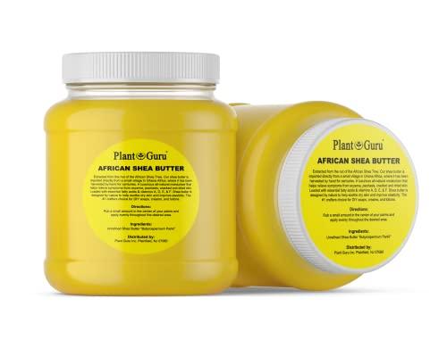 Plant Guru Raw African Shea Butter 3 lbs. Bulk 100% Pure Natural Unrefined YELLOW Grade A - Ideal Moisturizer For Dry Skin, Body, Face And Hair Growth. Great For DIY Soap and Lip balm Making.