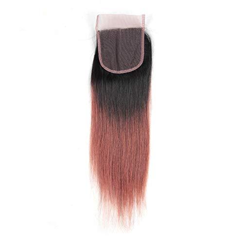 Tony beauty hair Tony Beauty Hair Black to Dark Auburn Ombre Peruvian Human Hair Bundles with Closure Straight #1B/33 Copper Red Ombre 3 Bundles with 4x4 Lace Closure Ombre Reddish Brown Weave Wefts (14 14 14+14)