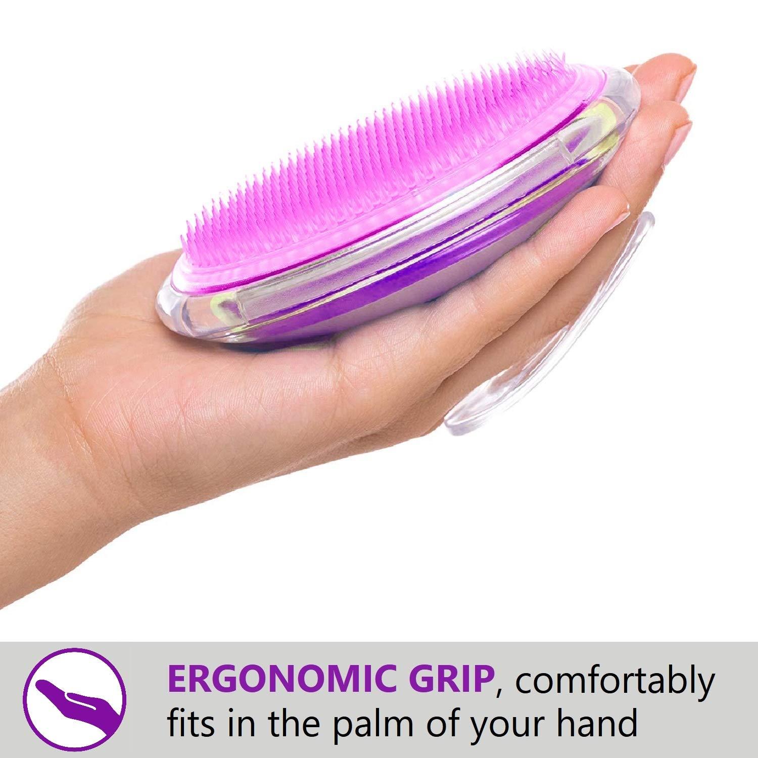 Dylonic Dylonic 3 Pack Body and Face Exfoliating Brushes for Ingrown Hairs Treatment, Razor Bumps, Shaving Irritation - Silicone Scrubbers Gift Set, Skin Exfoliator Brush Dry Brushing Loofah for Smooth Skin