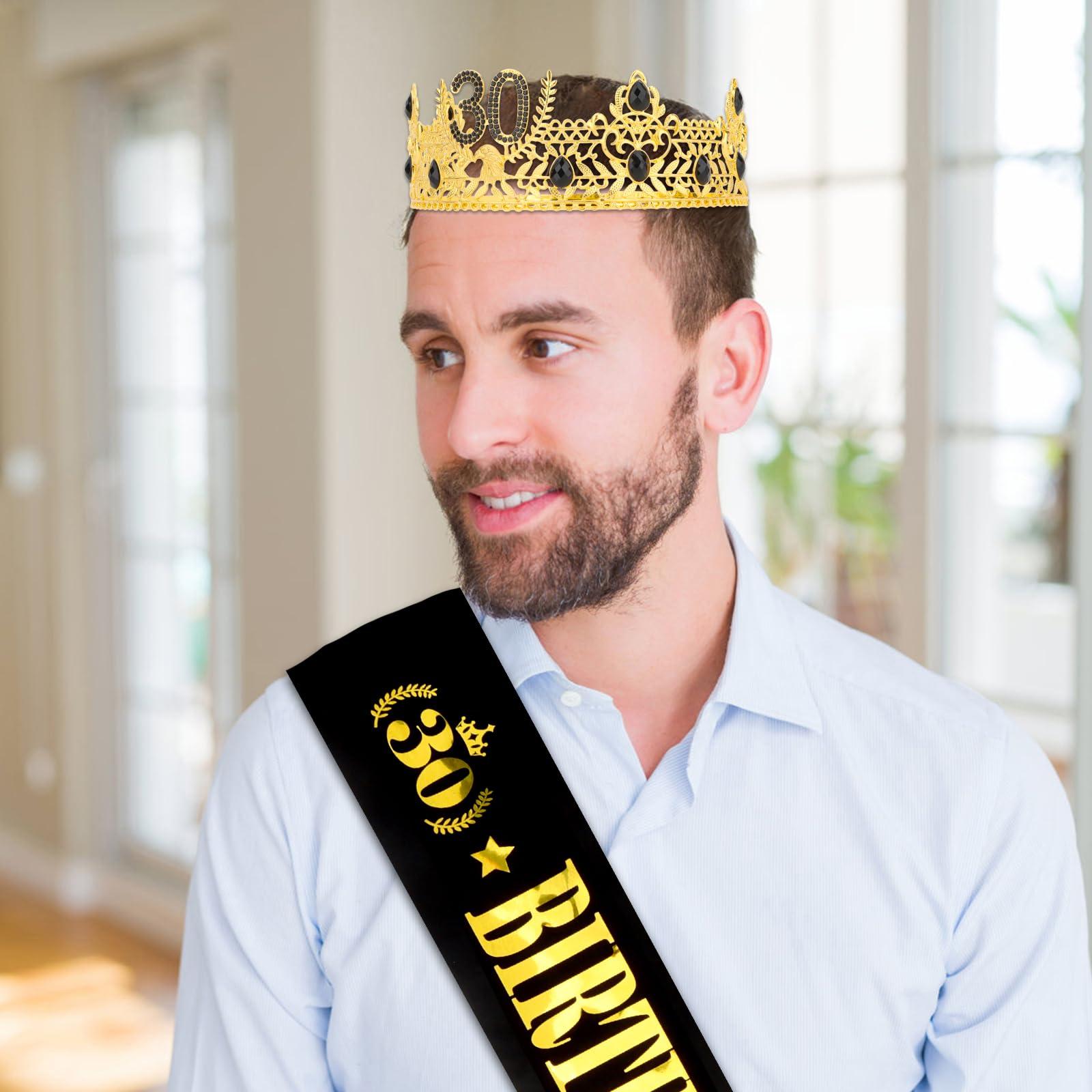 CIEHER CIEHER 30th Birthday King Crown & 30th Birthday Sash for Men30th Birthday Crowns for Men 30th Birthday King Tiara, 30th Birthday Gifts for Men, 30th Birthday Decorations Men