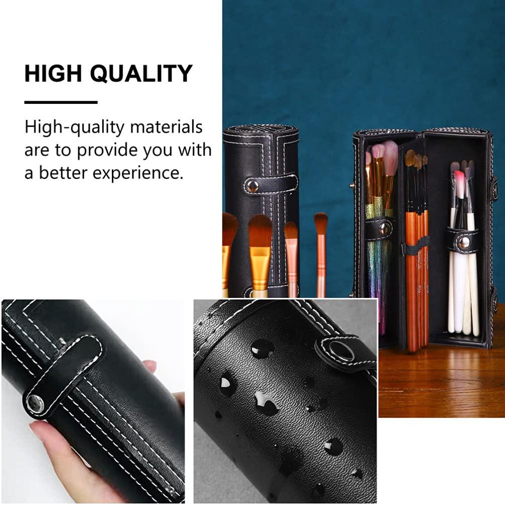 HEALLILY Makeup Storage Organizer Box Makeup Brush Rolling Case Makeup Brush Bag Holder Cosmetic Bag Organizer Travel Portable Cosmetics Case Black Travel Toiletry Bag