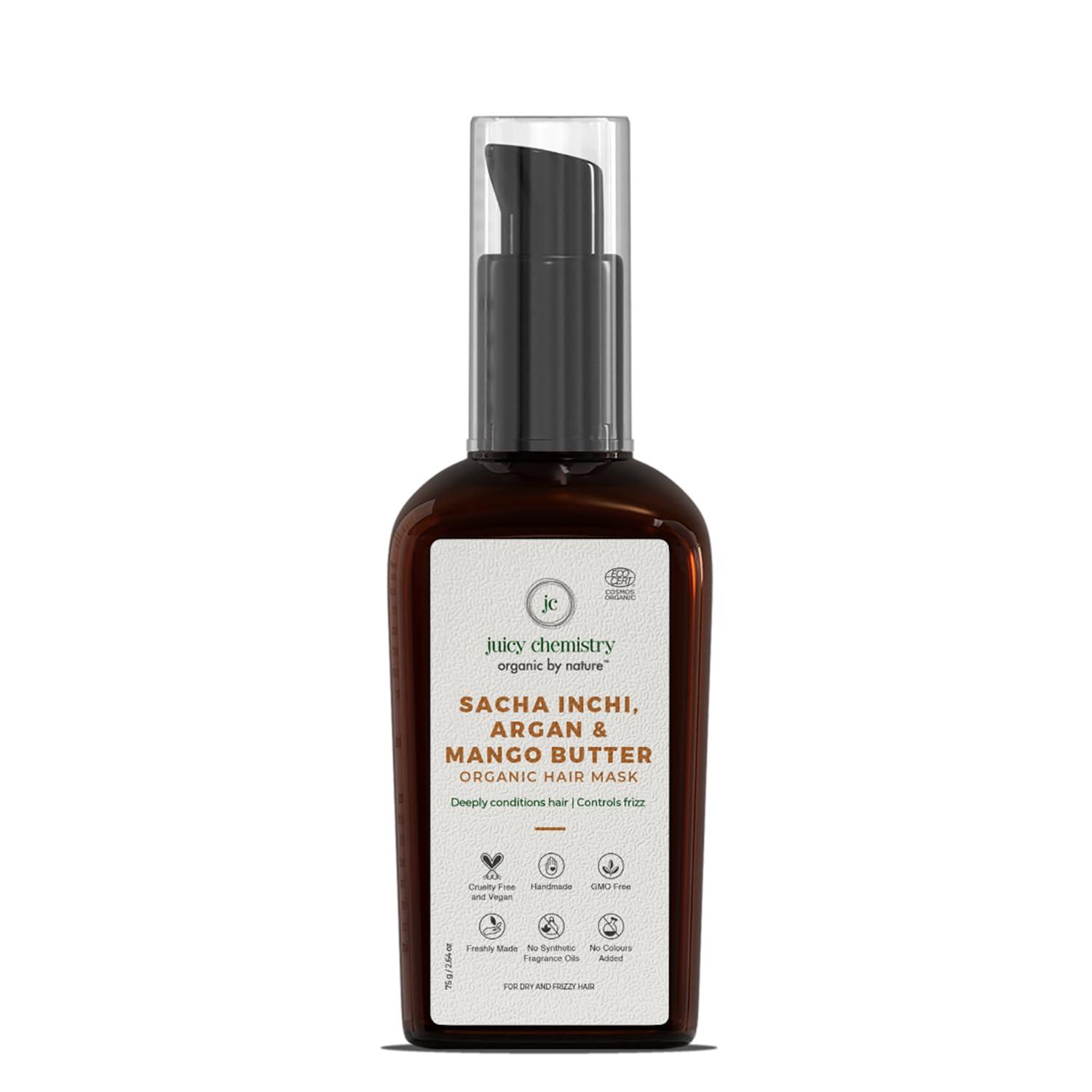 Juicy Chemistry Juicy Chemistry - Certified Organic & 100% Natural Pre-Shampoo Hair Mask w/Argan & Mango Butter for Dry & Frizzy Hair (75gm)