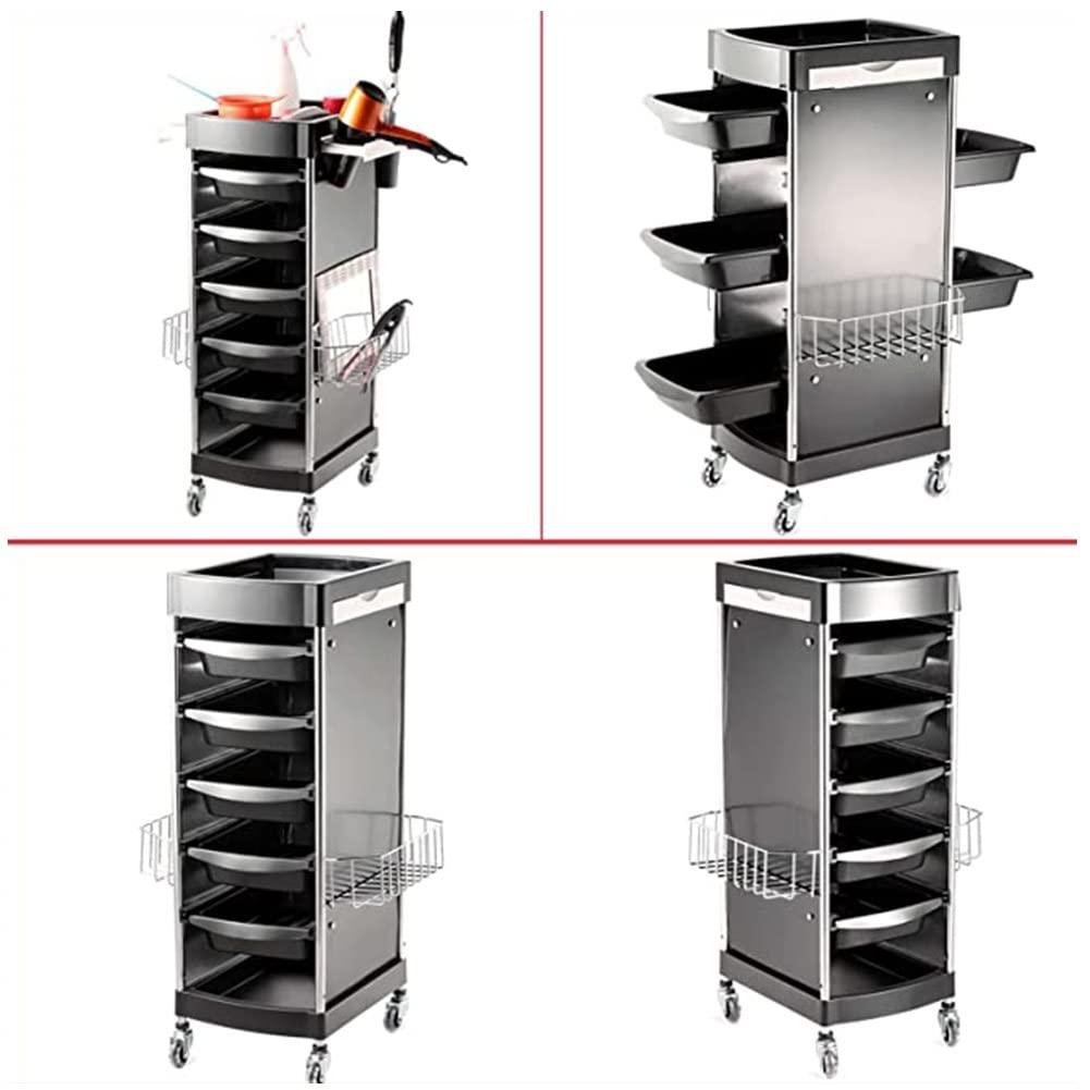 ma hai fei MAHFEI Salon SPA Rolling Trolley, Hair Stylist Cart Beauty Hairdressing Tool Storage Cabinet W/Hairdryer Holder Place Towel/air Duct/tinfoil/dye Sweep/Push Cut