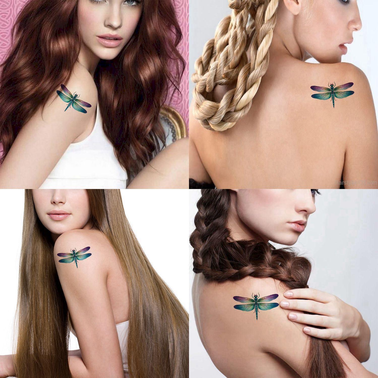 Dopetattoo Dopetattoo 6 Sheets Temporary Tattoo Dragonfly Tattoo Fake Tattoos Neck Arm Chest for Women Men Adults