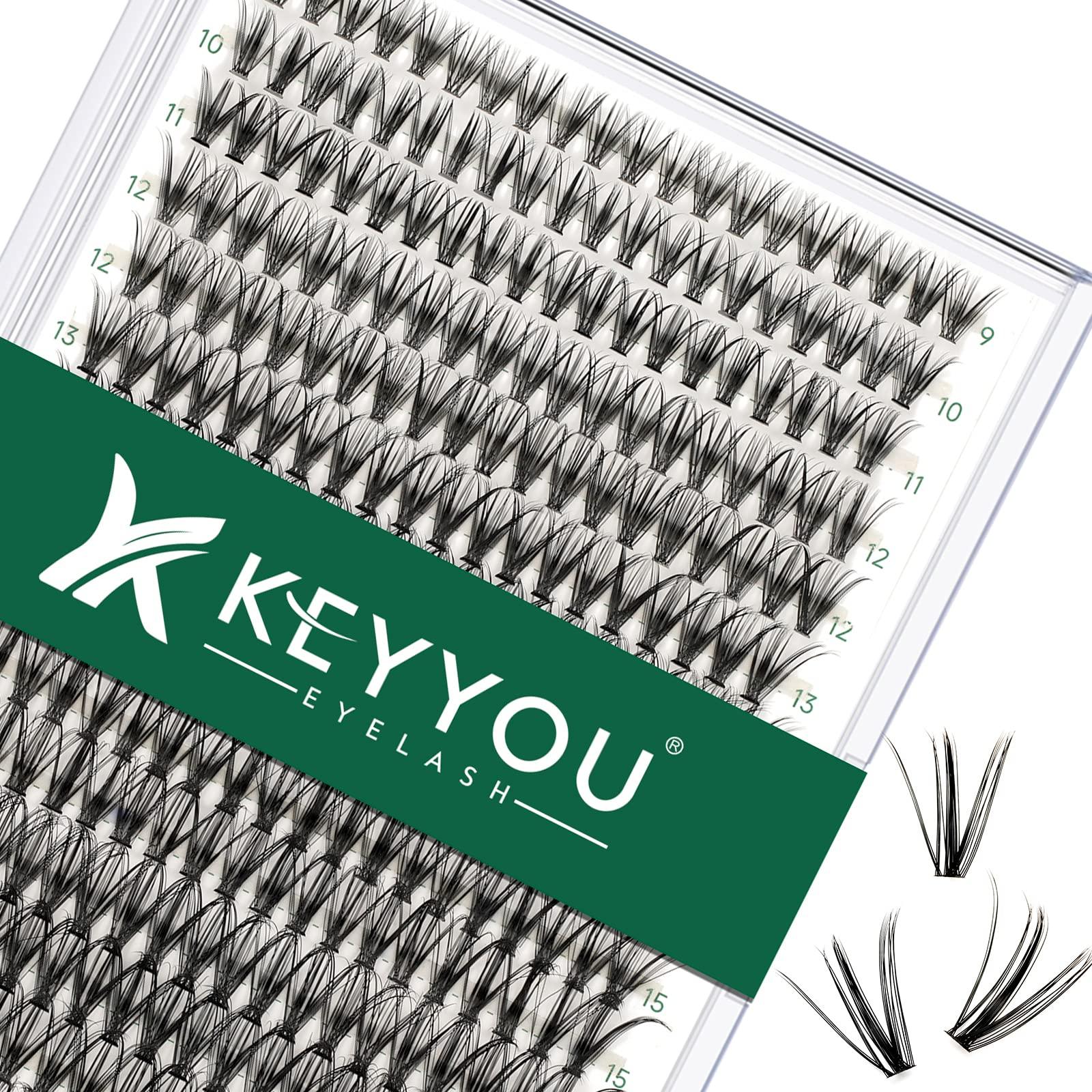 KEYYOU Lash Clusters 300pcs Individual Lashes 30D 0.07C Curl 9-18MIX DIY Eyelash Extension KEYYOU Large Tray Volume Soft&Natural Cluster Lashes(30D-0.07C,9-18MIX