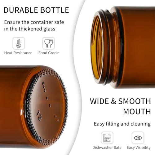 KEYWING KEYWING 4oz Small Glass Jars with Black Lids, 24 Pack Amber Empty Cosmetic Containers Round Glass Jar with Inner Liners for Lotions, Powders and Ointments