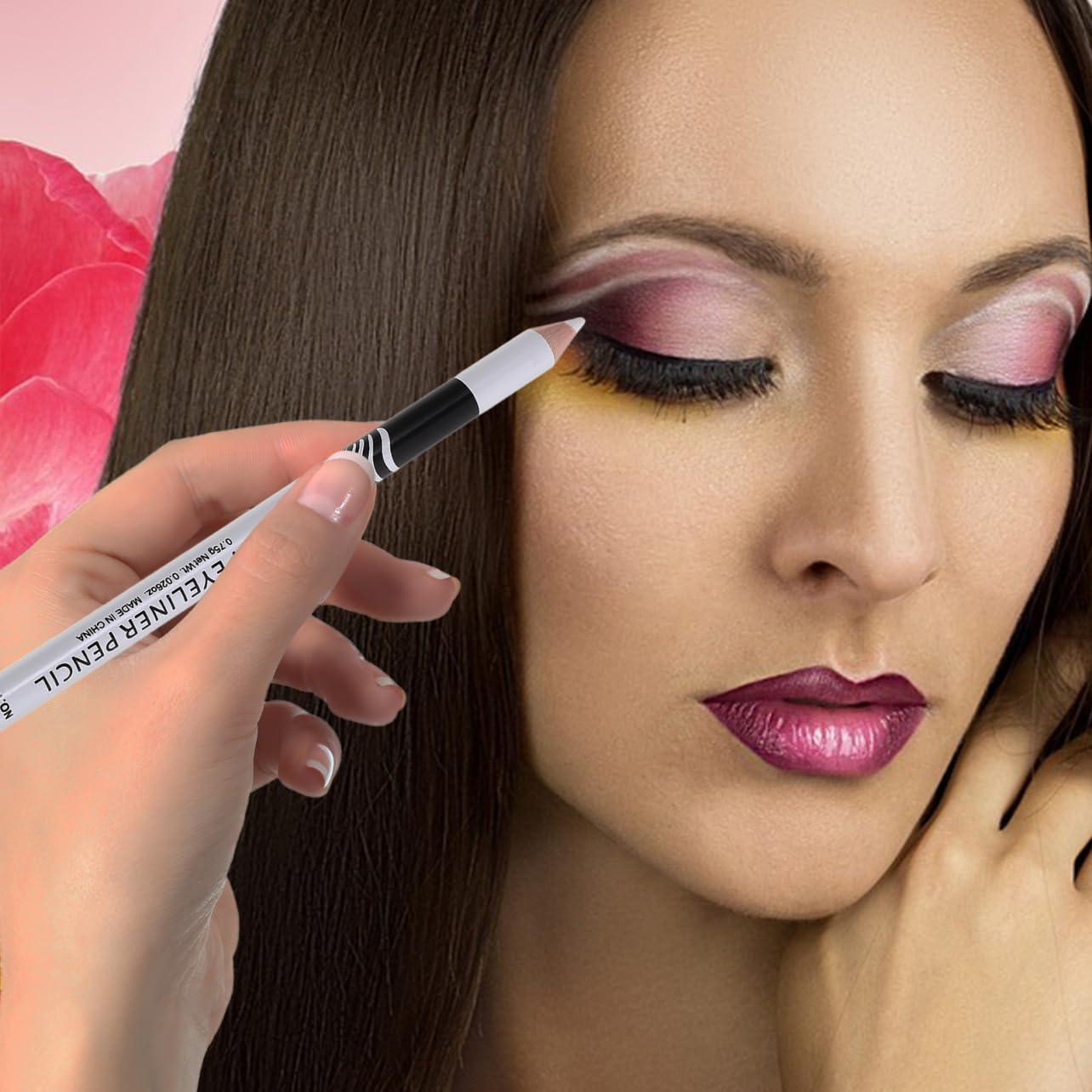 MAGICLULU MAGICLULU 20pcs White Eyeshadow Eyeliner Highlighter Eye Liner Pen White Lying Silkworm Pencil Professional Make up Pencil for Woman Makeup