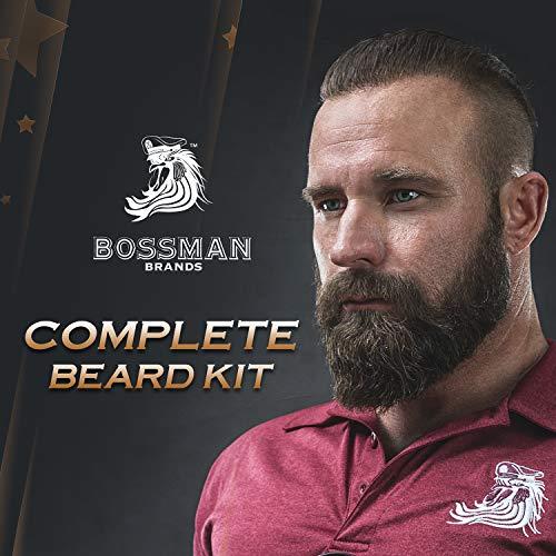 Bossman Bossman Complete Beard Kit - Men's Beard Oil Jelly, Fortify Shower Conditioner, Balm, Mustache Wax and Comb - Beard Softener, Growth, Care and Grooming Products Kit (Hammer)