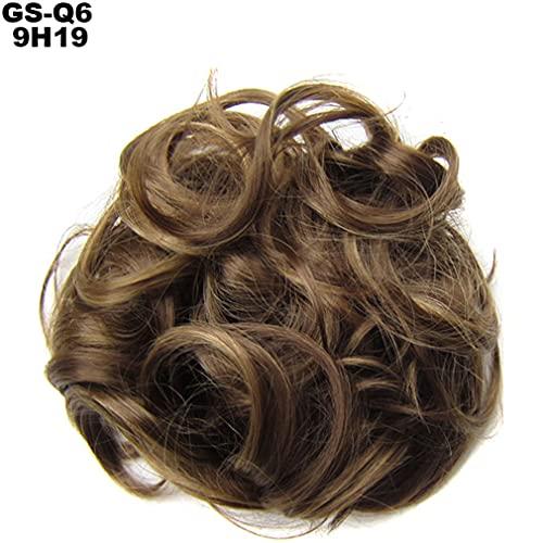 STREJHYT Curly Messy Chignon Wave Synthetic Hair Bun Hair Extensions Elastic Hairpiece Headwear For Women Brown Black Q6 Color 9H19