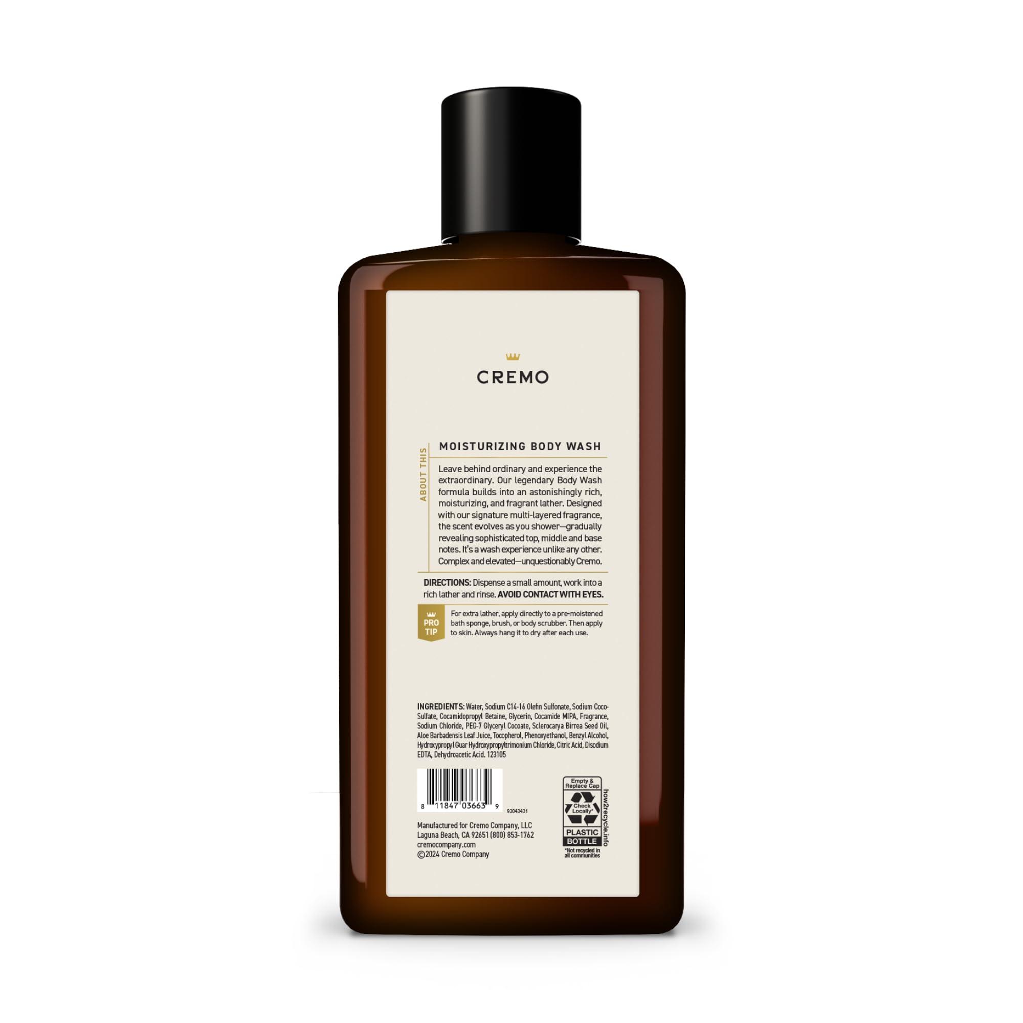 Cremo Cremo Body Wash Men, Notes of Italian Bergamot, Neroli Blossom, and Fresh Vetiver, Rich-Lathering Italian Bergamot, 16 Fl Oz