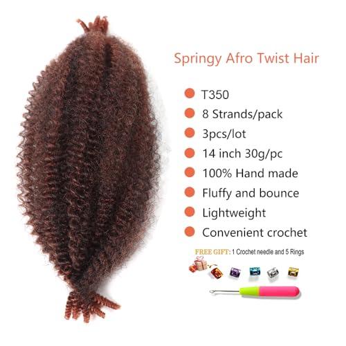 Detean Marley Twist Braiding Hair Marley Twist Hair Springy Twist Hair Afro Twist Hair 14 Inch 3 Packs Pre Separated Pre Fluffed Twist Hair for Braids Marley Crochet Hair Extensions (T350,3Packs)