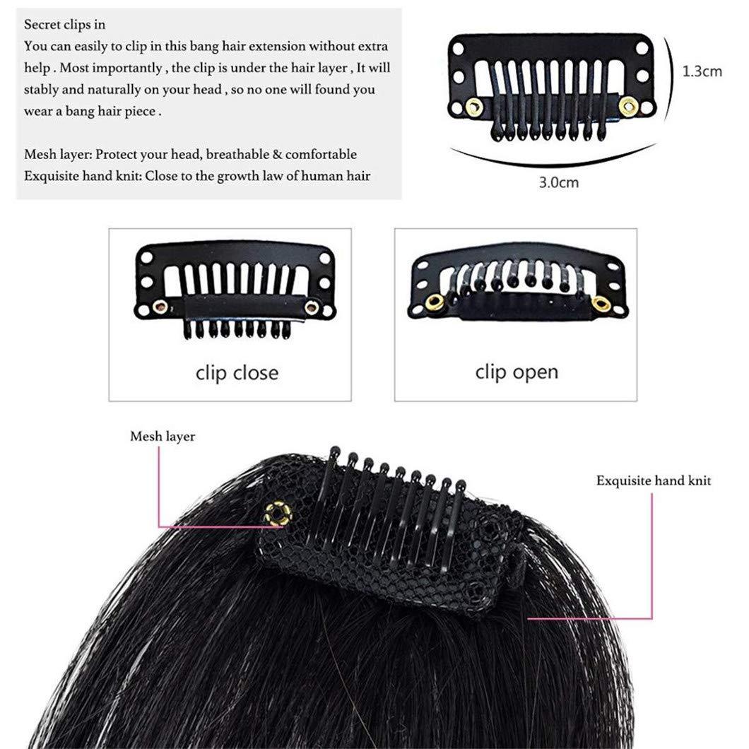 SSJFZM Clip In Hair Bangs Hairpiece Synthetic Fake Bang Hair Piece Clip In Hair Extension Air Bangs Clip On Bangs Black Brown D05-12 6inches