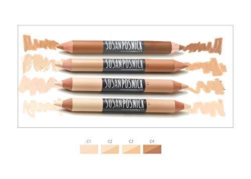 Susan Posnick SUSAN POSNICK COSMETICS, COLORCORRECT: (C4/Dark) Highlighter Contour Corrector 2 Color Concealer Stick/Cruelty Free/Healthy Natural Makeup US