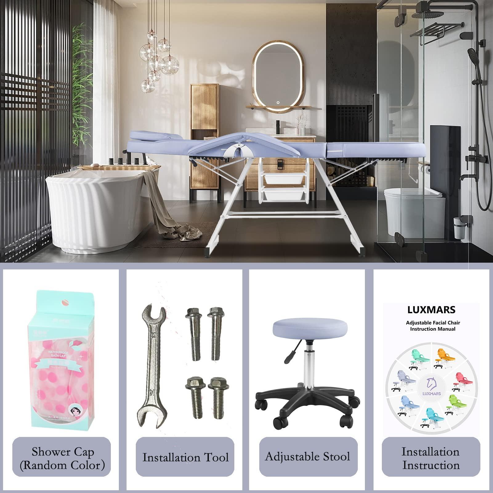 LUXMARS LUXMARS Facial Chair Massage Table 73in 3-Section Multipurpose Massage Bed Professional Tattoo Table Salon Spa Equipment for Facial Spa Beauty Spa Salon Equipment-Purple