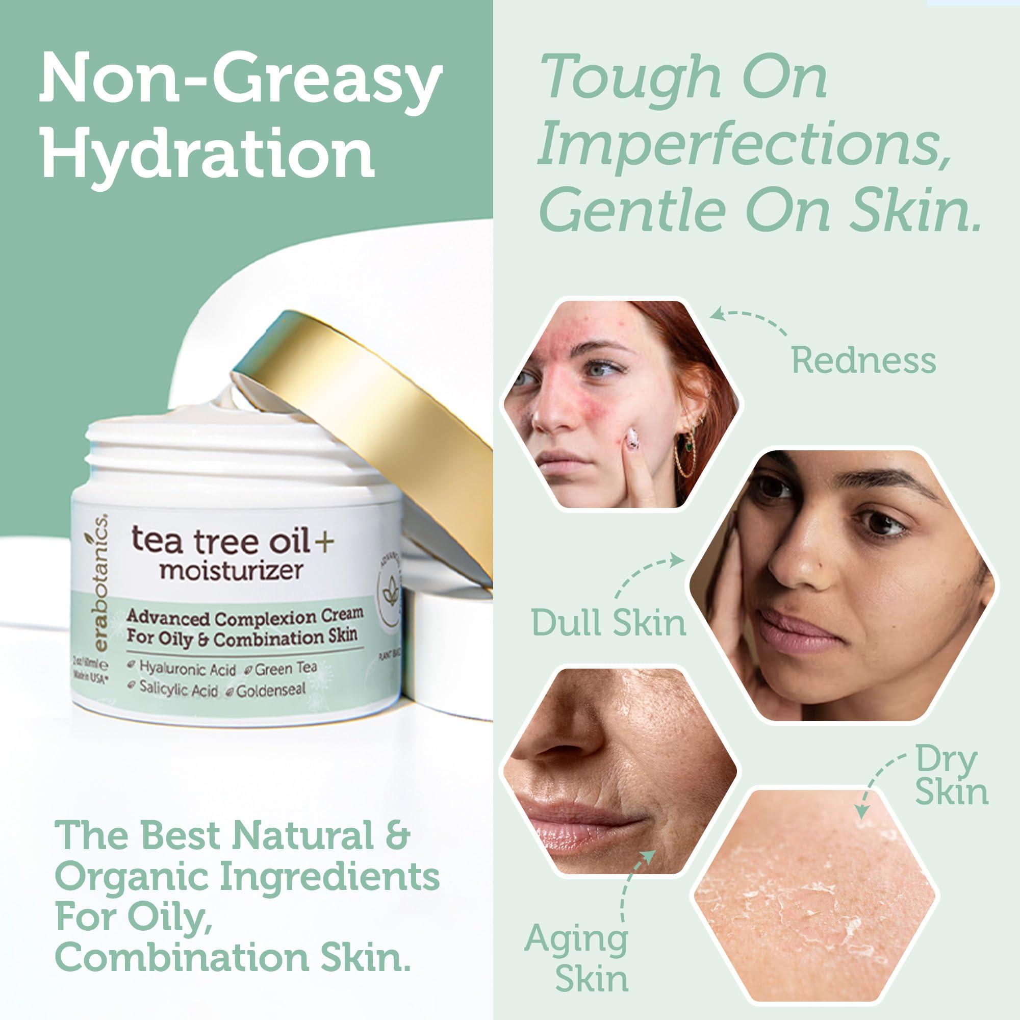 Era Organics Era Organics Tea Tree Cream Face Moisturizer for Oily Skin - Advanced 7X Balancing Oily Skin Moisturizer - Non-Greasy Moisturizer - Tea Tree Oil for Skin