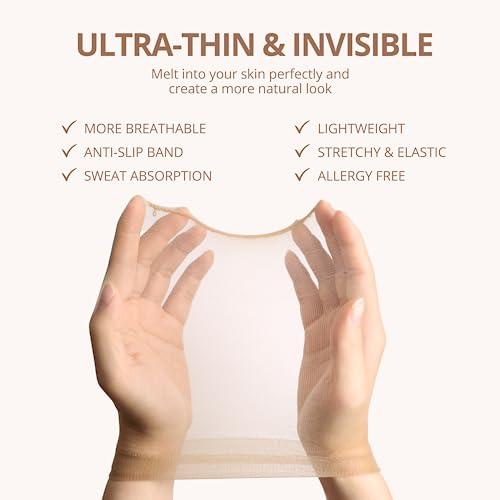 LERIAR LERIAR 6PCS HD Wig Caps For Lace Front, Stretchy Nylon Stocking Wig Caps, Ultra Thin Invisible Sheer Wig Caps for Women, Transparent and Breathable Nude Bald Cap for Wig