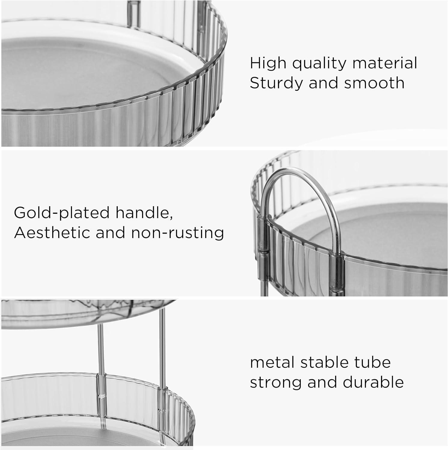 HBlife HBlife 360 Rotating Makeup Organizer, 2 Tier Spinning Perfume Skincare Organizer Large Capacity Cosmetic Storage for Bathroom, Vanity, Countertop, Grey