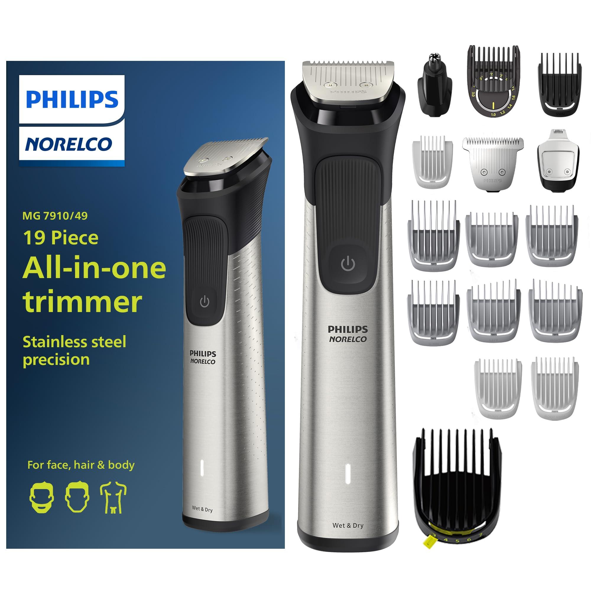 Philips Norelco Philips Norelco Multigroom 7000 Series, All-in-One Trimmer, Beard Trimmer and Hair Clipper, 19-Piece Men\'s Grooming Kit for Beard, Head, Hair, Body, and Face, Soft Pouch, MG7910/49