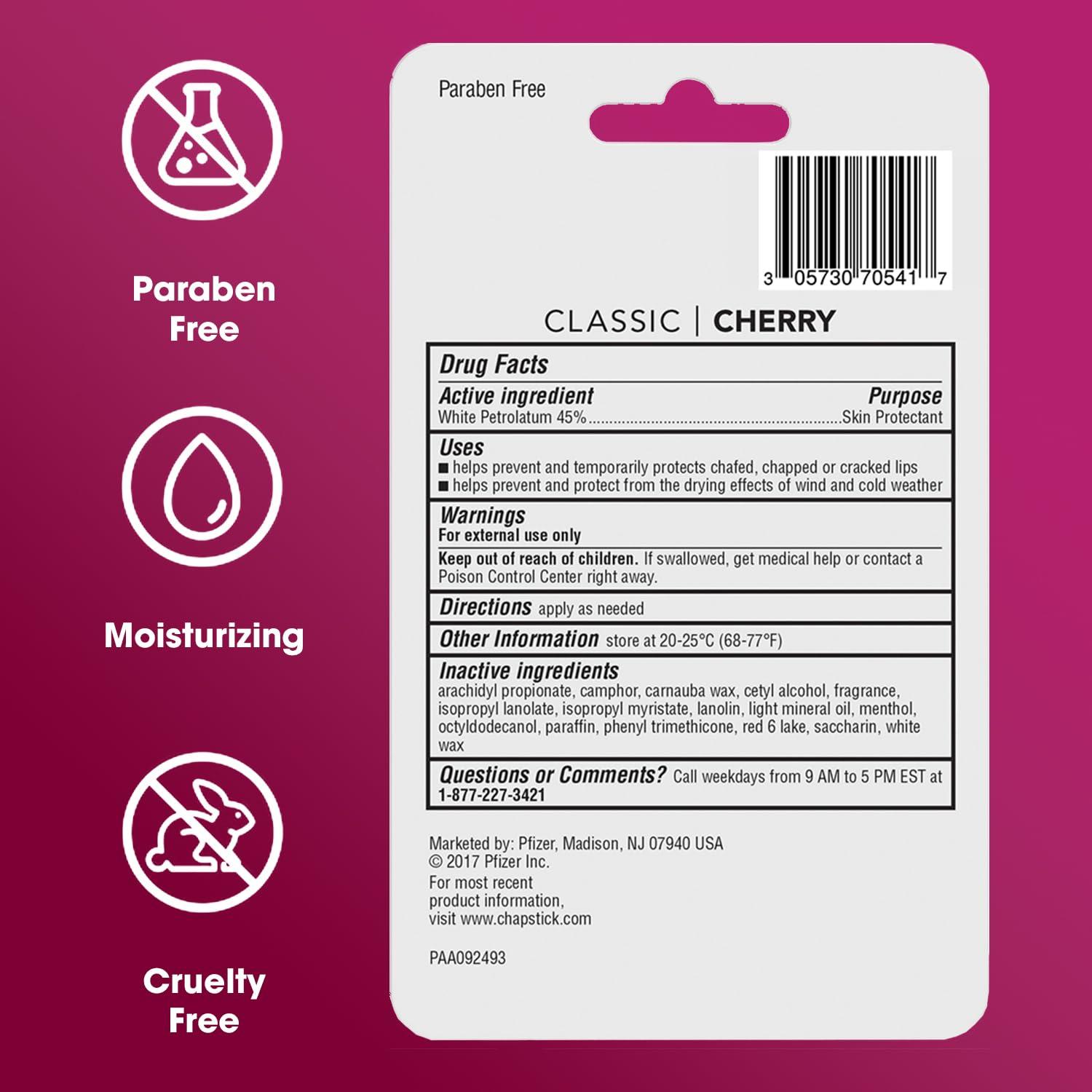 ChapStick ChapStick Lip Balm, Classic Cherry 3-Packs (12 Sets/36 Tubes) Bulk Lip Care, Fruity & Sweet, 0.15 Oz Ea