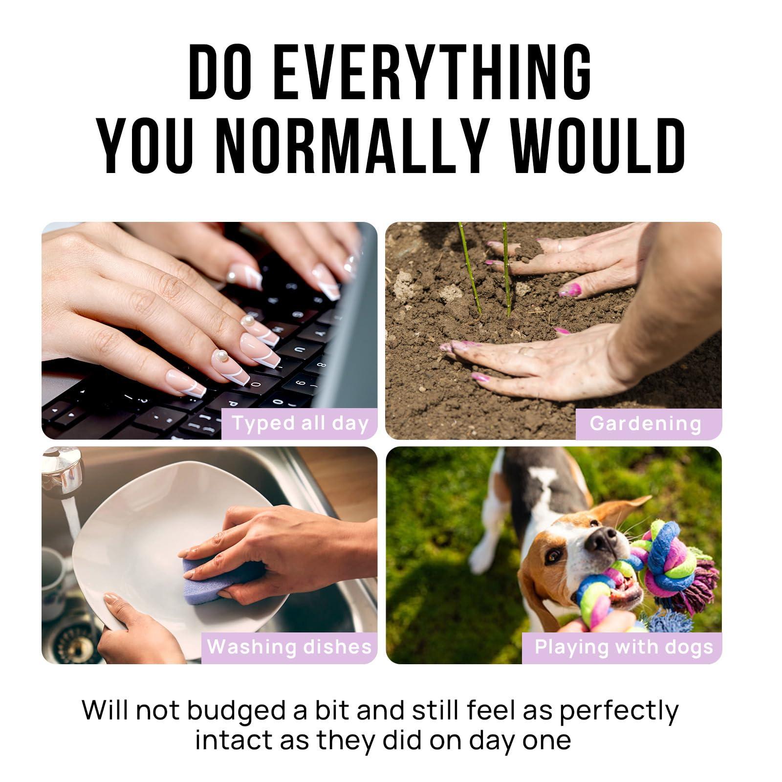 BTArtbox BTArtbox White Press On Nails Short - Soft Gel Press on Nails Almond, White Glue on Nails with Nail Glue, Reusable Stick on Nails in 16 Sizes, Cream Puff