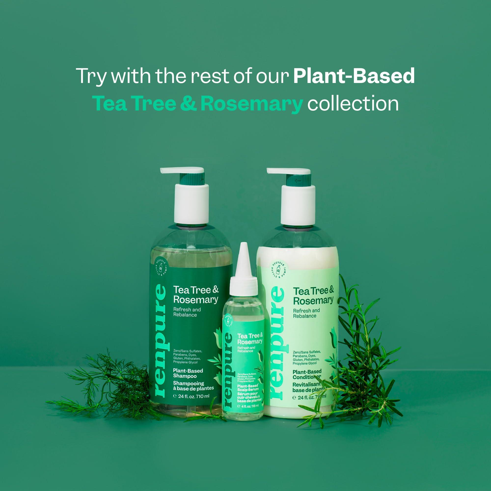 RENPURE Renpure Tea Tree & Rosemary Shampoo & Conditioner Set, Plant Based - Refreshes & Rebalances Hair and Scalp - For Oily/Normal Hair - Tea Tree Leaf Oil, Rosemary Leaf Extract - 24 Fl Oz each, 2 Pack