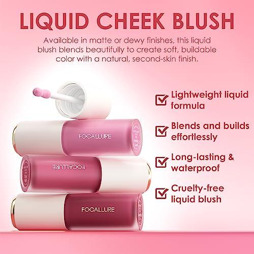 FOCALLURE FOCALLURE Silky Cream Liquid Blush,Leaving a Matte Dewy Makeup Look,Easy to Apply and Create a Healthy Flush,Long Lasting and Lightweight Cheek Blush Face Makeup,LOYALTIES LIE