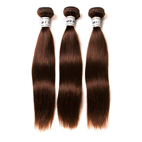 Ornate Hair Light Brown Bundles Human Hair Brazilian Straight Hair Virgin Bundles 3 Bundles 100% Unprocessed Human Hair Weave Bundles Extensions 9A Grade Brown Bundles Sew In(10 12 14 Inch, 4# Straight Bundle)