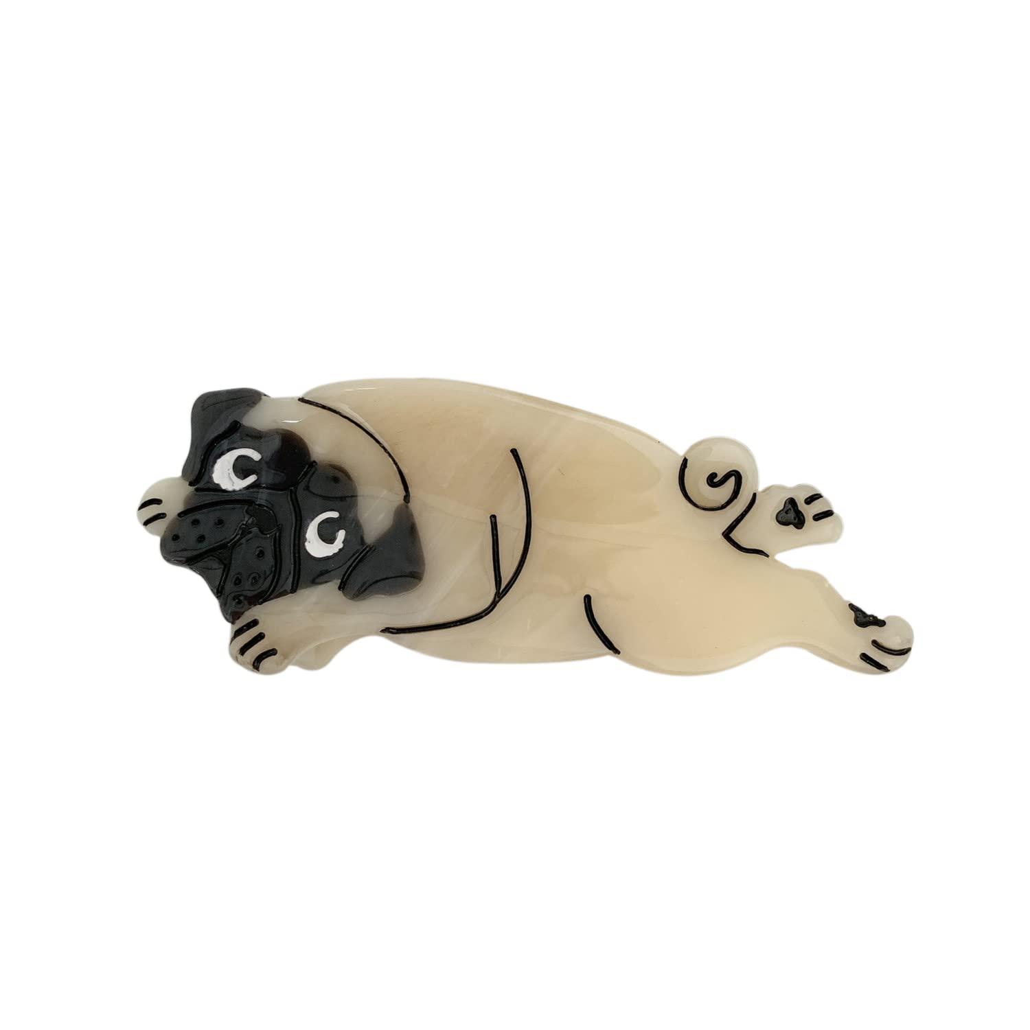 OMG Decor Pug Dog Hair Clips,Small Claw Clips for Girls,Acetate Hair Clips for Women,S5