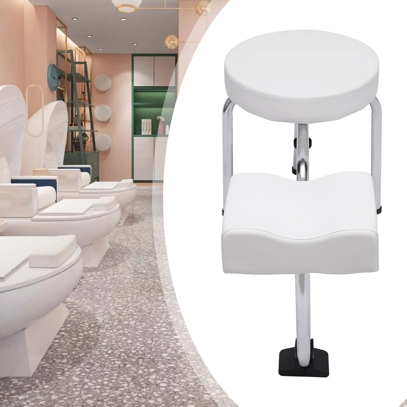 Pxolerig Pedicure Foot Rest, Pedicure Foot Rest Stool Pedicure Chair Adjustable Leg Rest PVC Pad Pedicure Foot Rest Stand, for Home Spa Beauty Salon Studio(White)