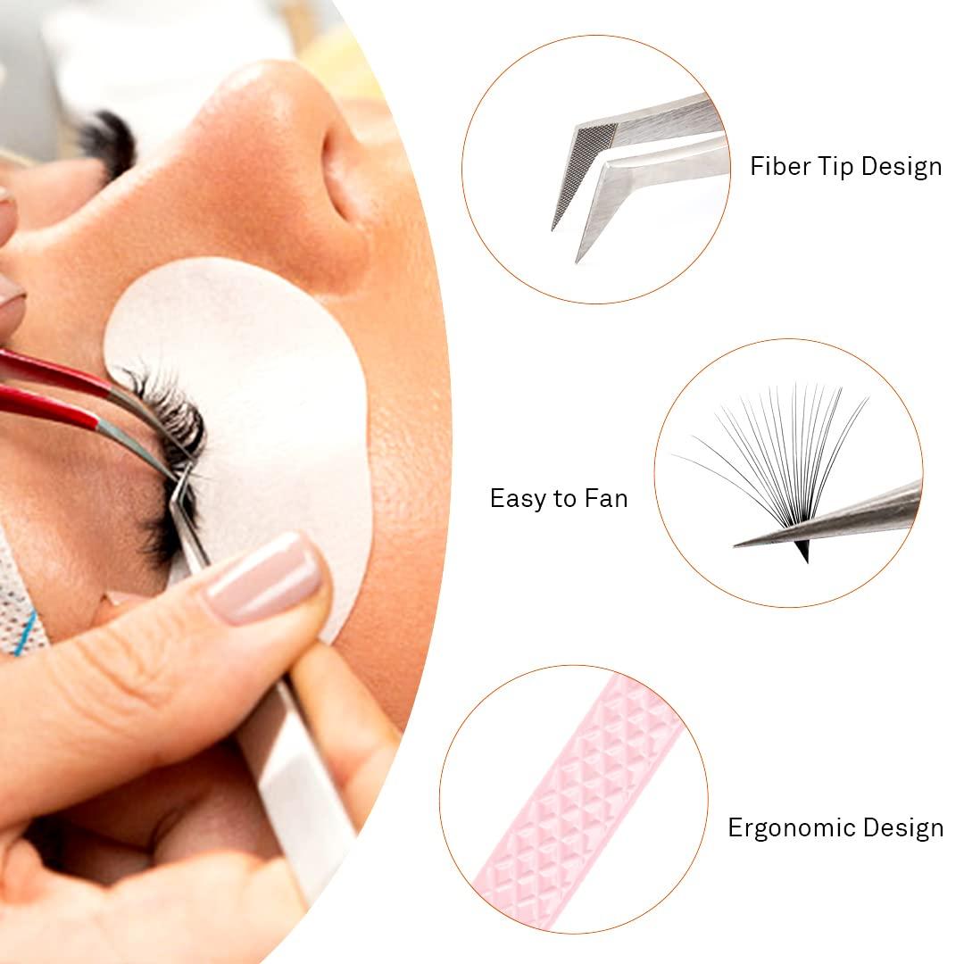 TDANCE TDANCE Lash Tweezers For Eyelash Extensions Fiber Tip Lash Tweezers Volume Boot Lash Extension Tweezers Volume Lash Tweezers Stainless Steel (Volume Boot Tweezer-Pink-T2,1Pcs)
