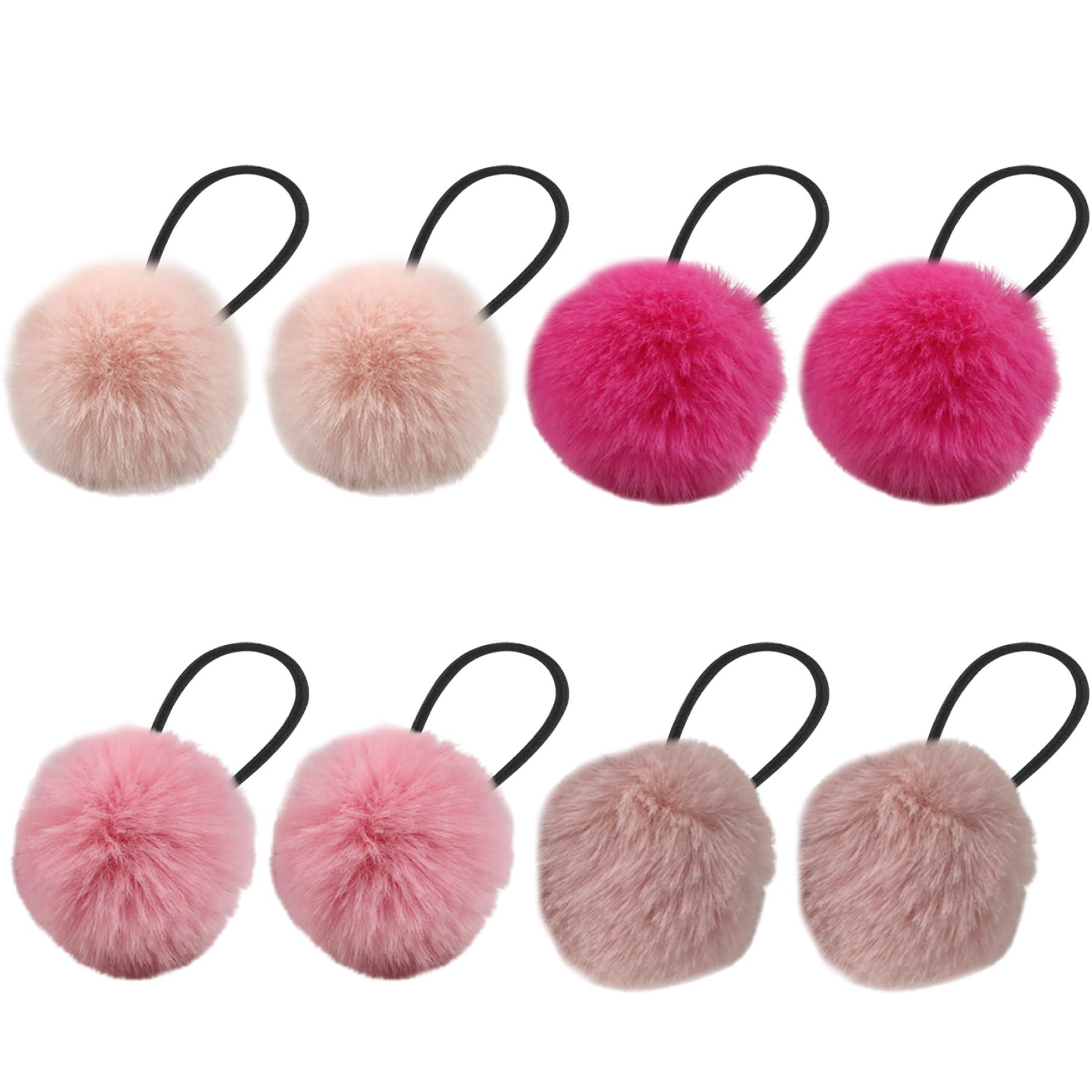 SHITOOMFE Cute Hair Ties Hair Bobbles for Girls 4 Pairs Cute Hair Ties with Ball Elastic Ponytail Holders Hair Band for Girls Hair Accessories