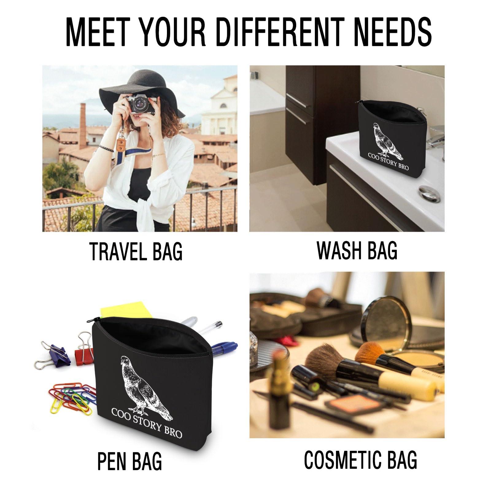 JXGZSO JXGZSO Pigeon Cosmetic Bag Coo Story Bro Makeup Bag Cool Pigeon Birding Makeup Pouch Pigeon Lovers Gift Bird Lovers Gift (Coo Story Bro Bag)