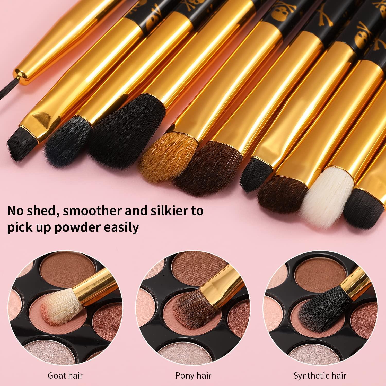 docolor Docolor Eye Makeup Brushes 10Pcs Skull Printed Eyeshadow Makeup Brush Set Blending Concealer Eyebrow Eye Liners Premium Synthetic Eyeshadow Crease Brow Brush