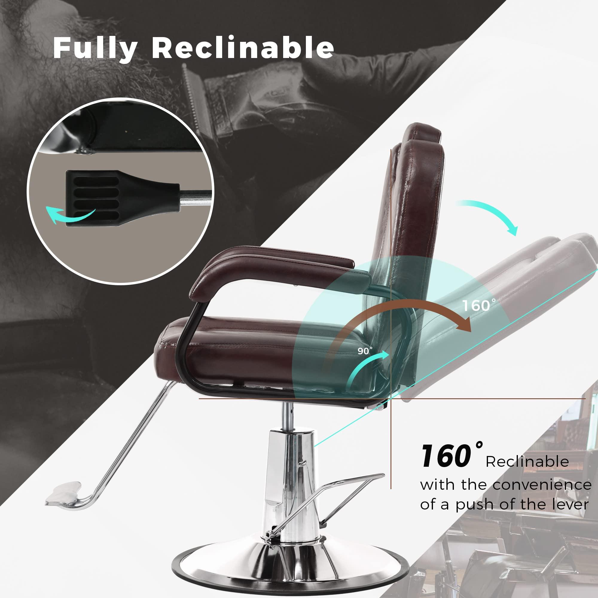 NinthAvenue Basics Reclining Barber Chair with Heavy Duty Pump for Beauty Salon Tatoo Spa Equipment