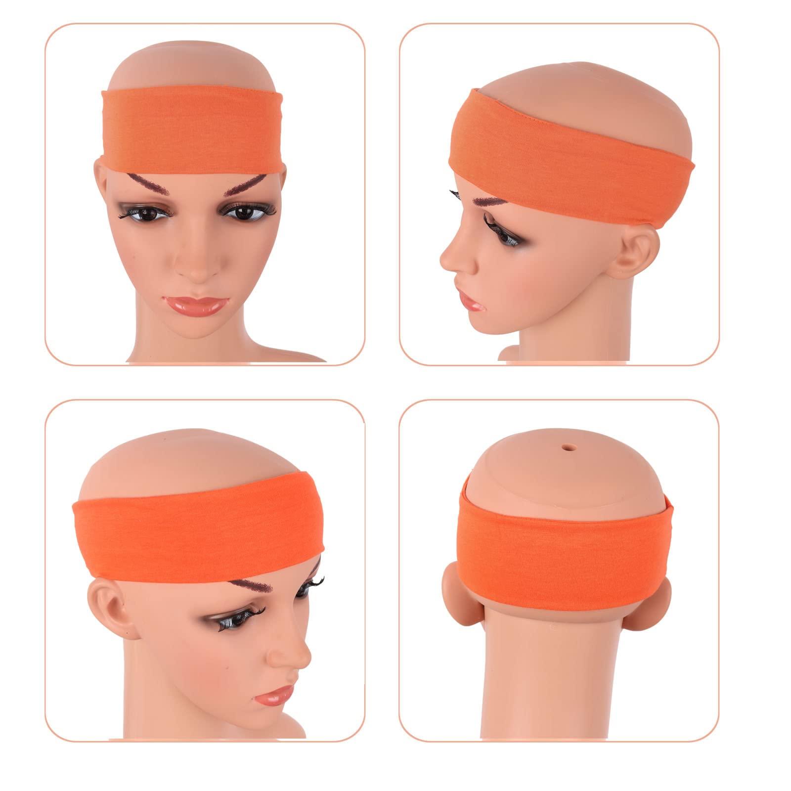 MapofBeauty MapofBeauty 3 Pack Yoga Headbands Stretchy Cotton Head Band Hairwarp Sports Running Exercise Gym (White/Pink/Orange)