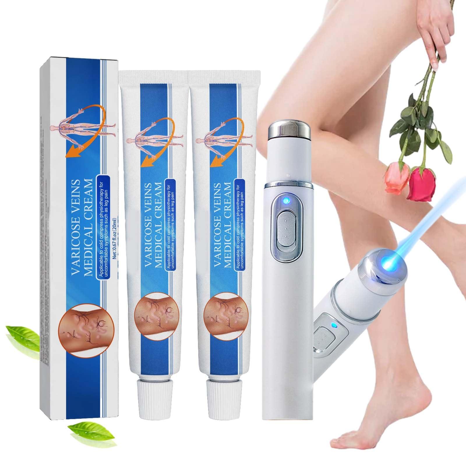Nosbei Vericose Veins Treatment Blue Light Lazer Treatment Pen, Varicose Veins Blue Light Therapy Set, Blue Light Therapy Pen for Varicose and Spider Veins, Spider Vein Removal Lazer Pen (2cream+1pen)