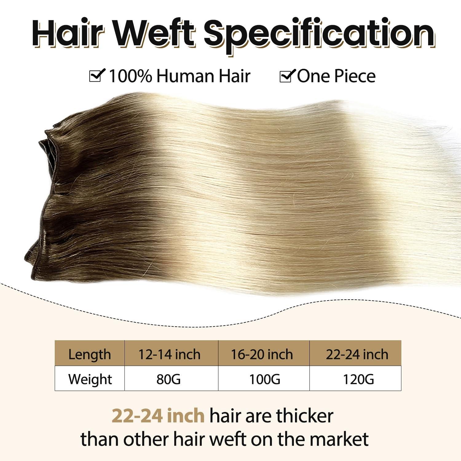 Benafee Sew in Weft Hair Extensions Human Hair, Ombre Hair Wefts Human Hair Sew in Bundles for Women Ash Brown to Platinum Blonde Human Hair Weft Sew in Genius Weft Hair Extensions Human Hair 14 Inch 80G
