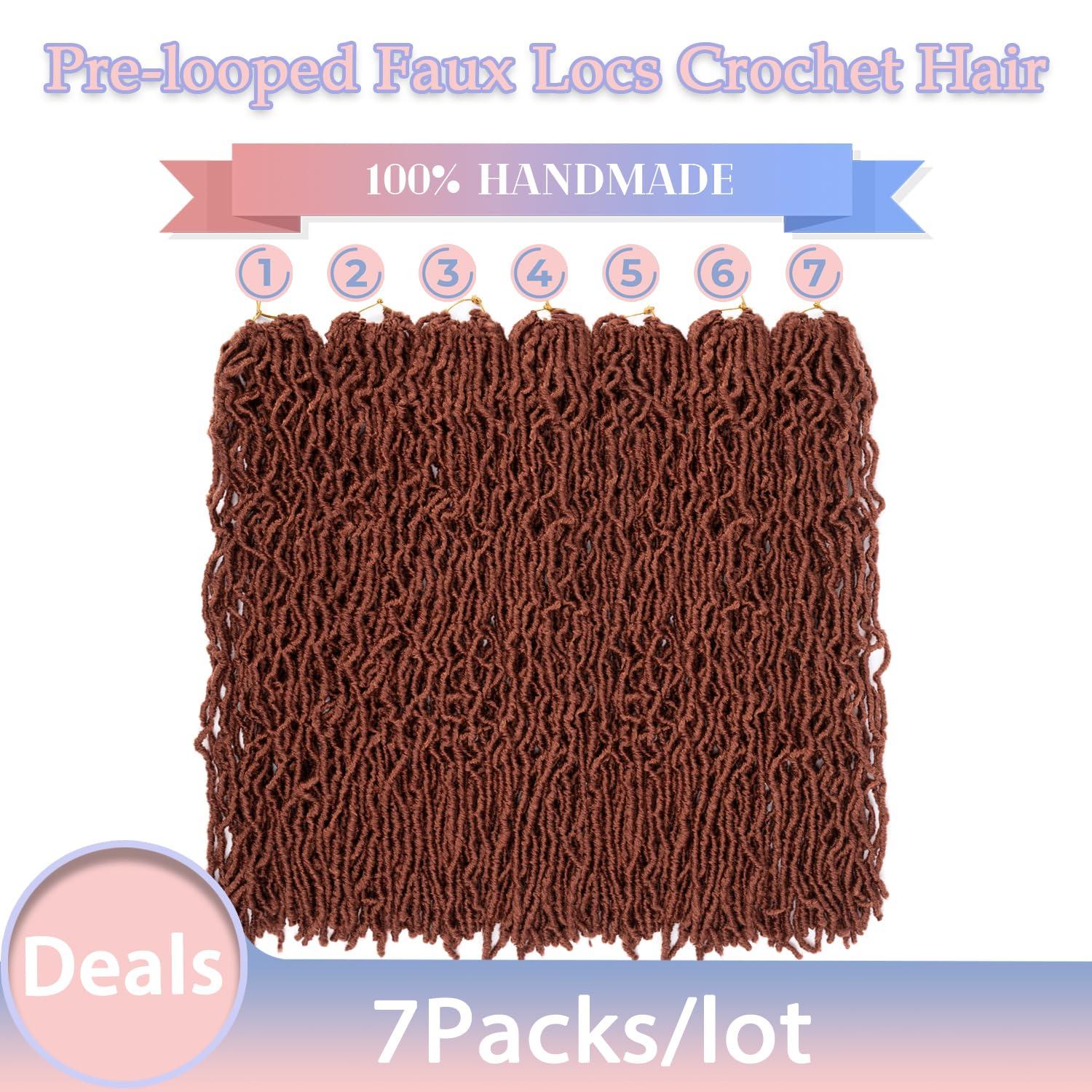 LocsGuard LocsGuard Ginger Faux Locs Crochet Hair Soft Locs 18 inch 7 Packs Natural Butterfly Locs Crochet Hair For Black Women Goddess Locs Crochet Hair (18 Inch (Pack of 7), 350#)