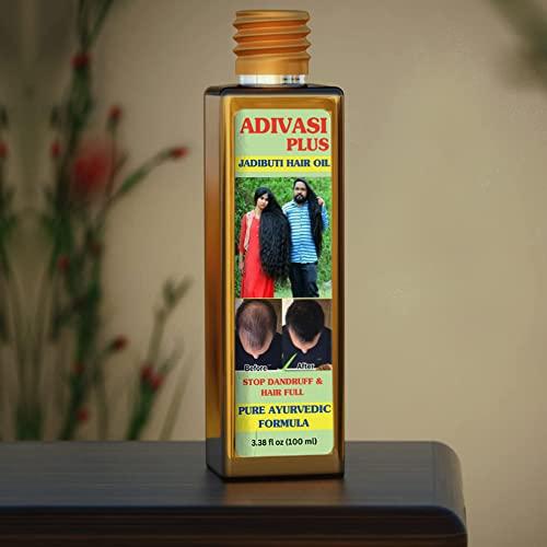 Adivasi Ayurvedic Hair Care Adivasi Plus Herbal Hair Oil Sesame oil, coconut oil, castor oil, neem amla bhringraj, Adivasi Herbal Hair Oil for Hair Growth & Anti Hair fall Control - Helps Hair Thickening