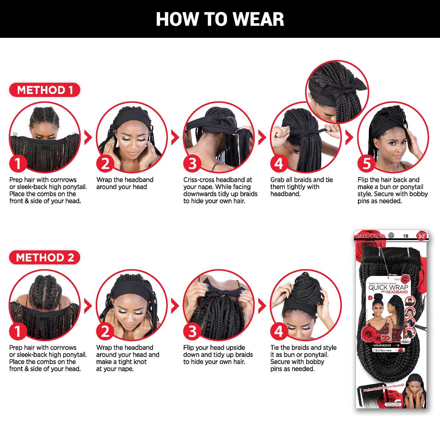 Generic Seduction Quick Wrap with Headband Wig WRAP.BX36W Box Braid Wavy 36" (RAINBOW)