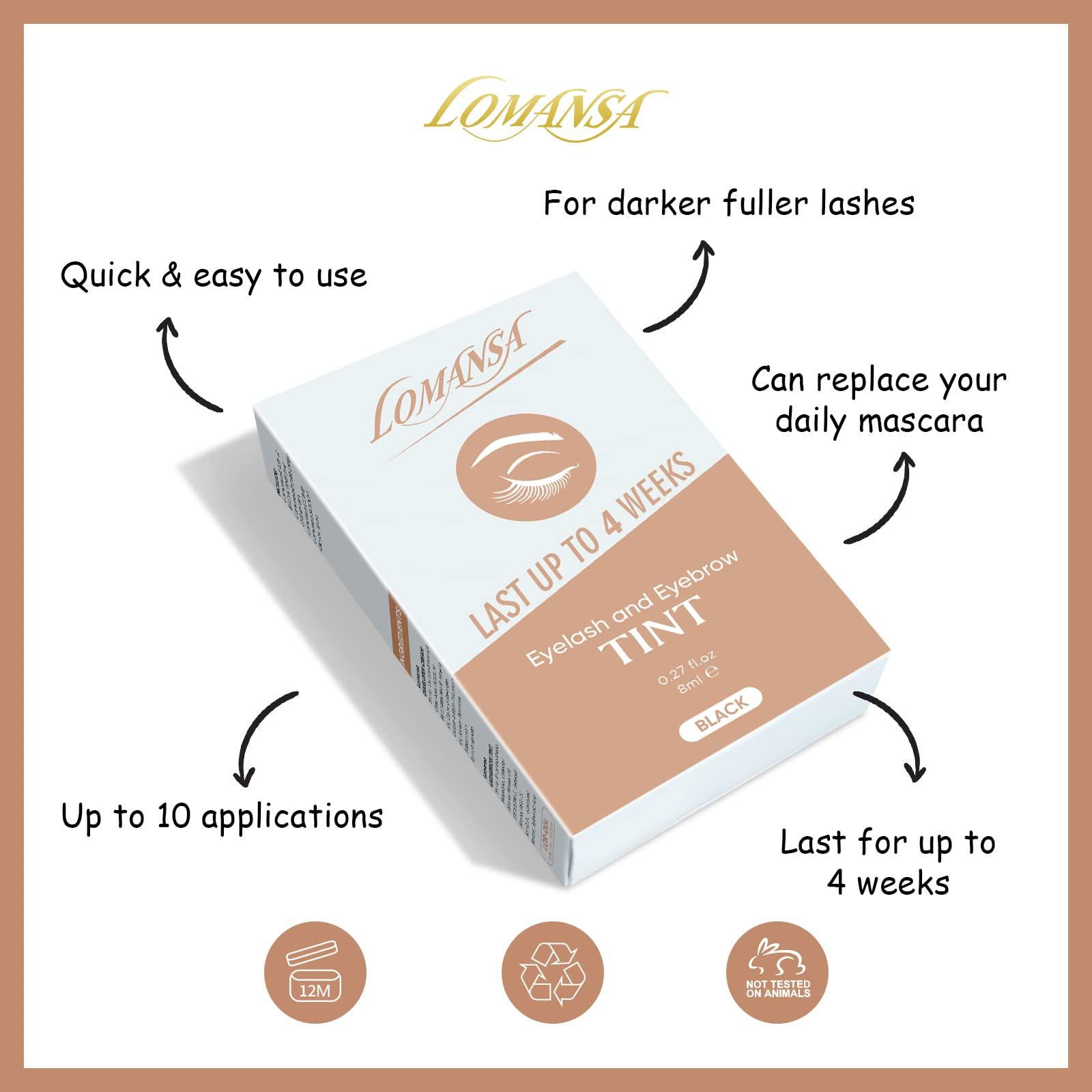 Lomansa Lomansa Lash Tint Kit, Eyebrow Tint Black Instant Natural Results, Professional Eyelash Tint Kit Lasts Up to 4 Weeks for Salon Home Use