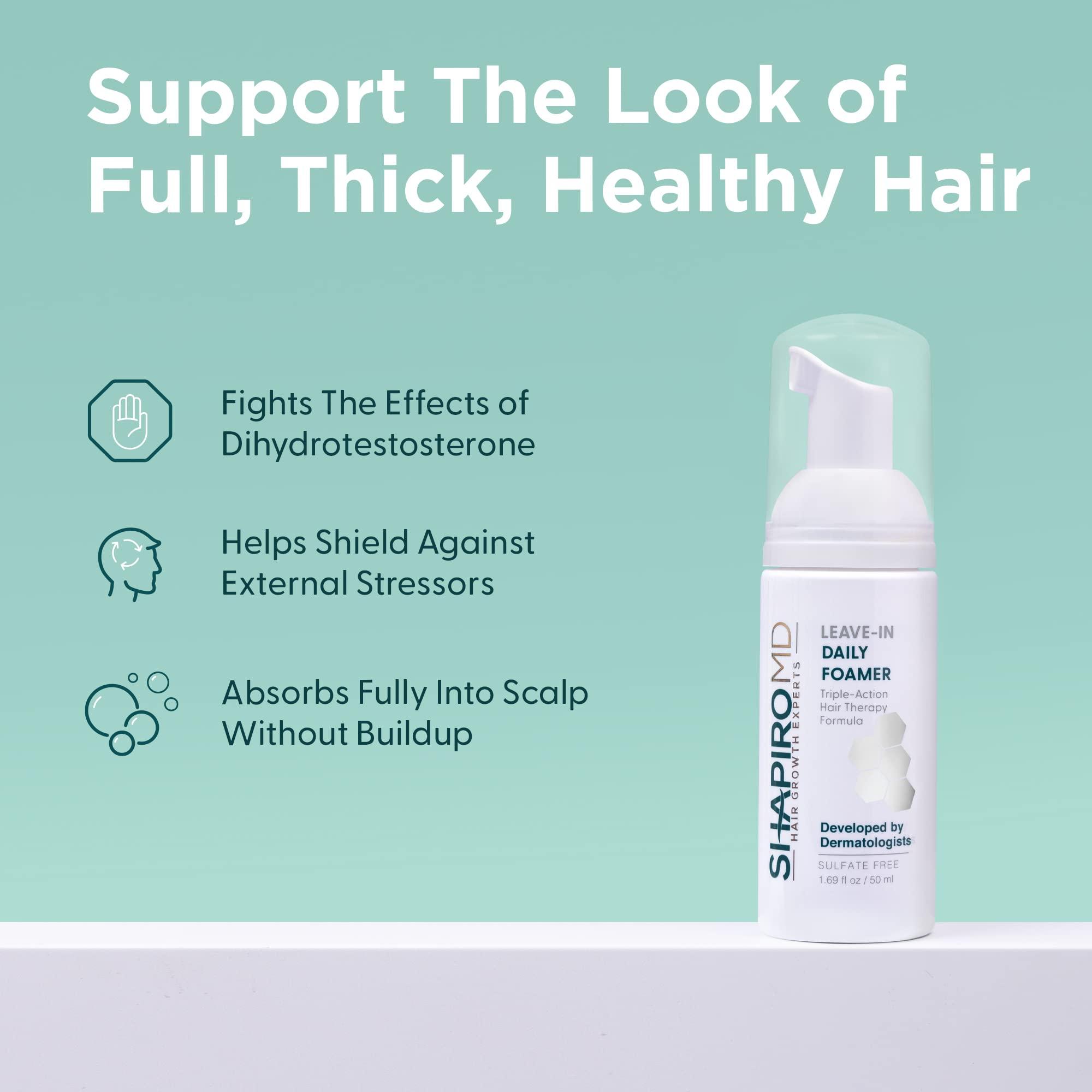 Shapiro MD Hair Growth Experts Hair Loss Shampoo and Leave-In Foam Vegan Set | DHT Fighting Vegan Formulas for Thinning Hair Developed by Dermatologists | Experience Healthier, Fuller & Thicker Looking Hair - Shapiro MD | 1-Month