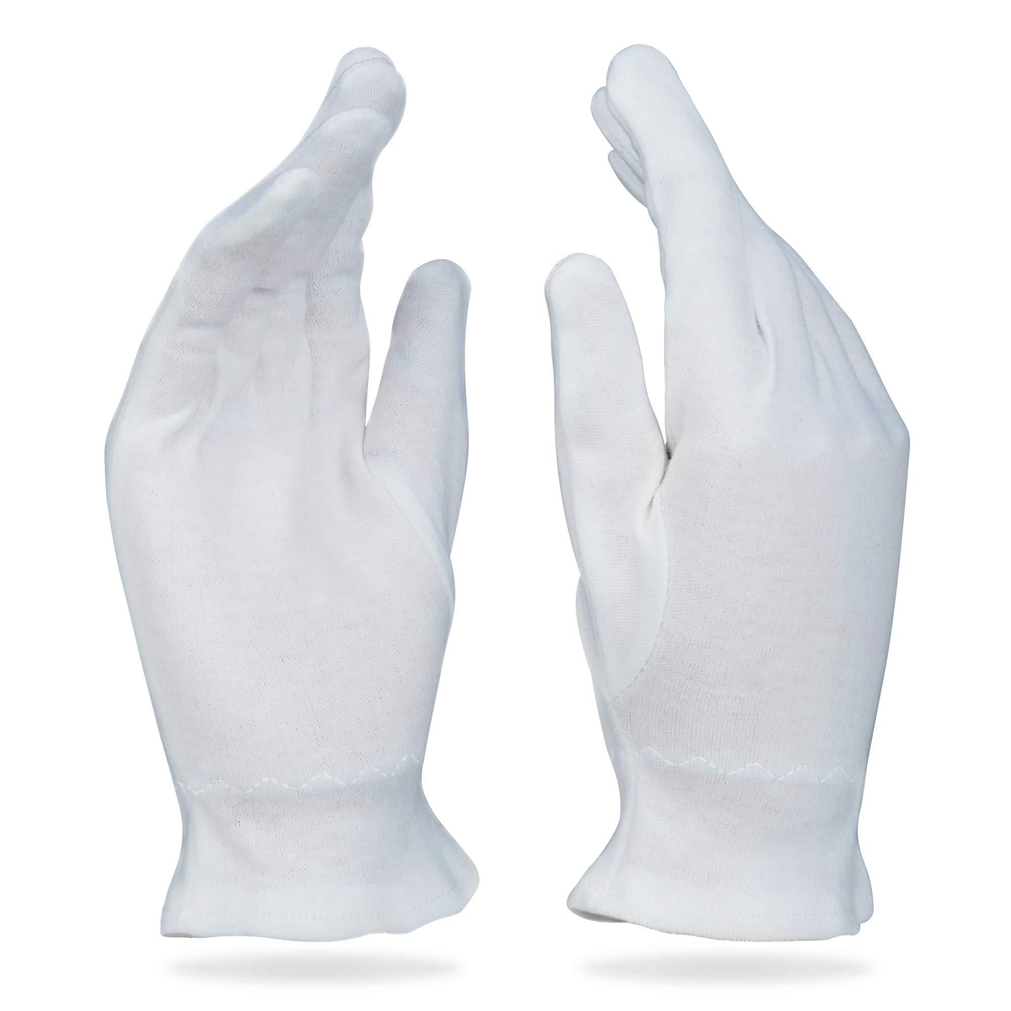 Beauty Care Wear White Gloves Medium (10 pair) - Cotton Gloves for Eczema, Cotton Gloves for Dry Hands, White Cotton Gloves for Women, Spa Glove, Lotion Glove, Sleeping Glove