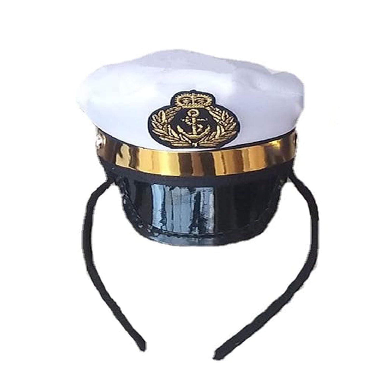 Soochat Soochat Sailor Captain Hat Headband Mini Navy Marine Admiral Hat Headbands for Halloween Costume Accessories Photo Prop 1Pcs